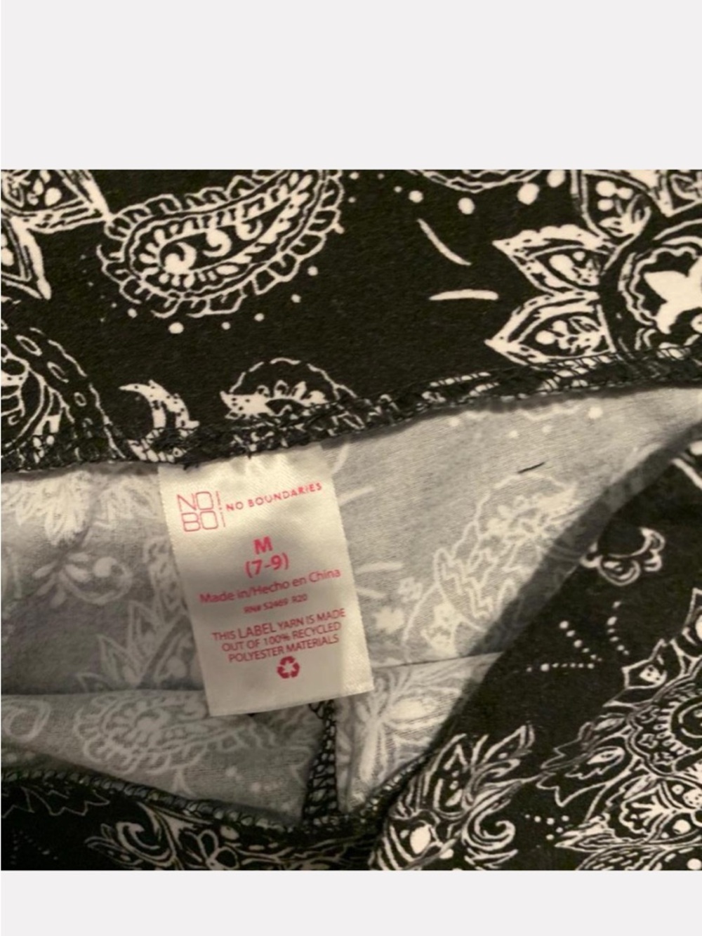 No Boundaries Black & White Paisley Wide-Leg Pants VGUC - Picture 2 of 2